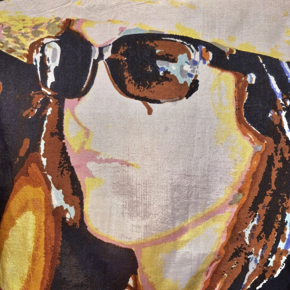 Desigual All Together Red Art To Wear L/S Portrait Blouse L Artsy Boho 70s Vibe - Picture 4 of 6